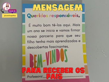 Cartão Mensagem Para Imprimir E Utilizar Na Reunião De Pais