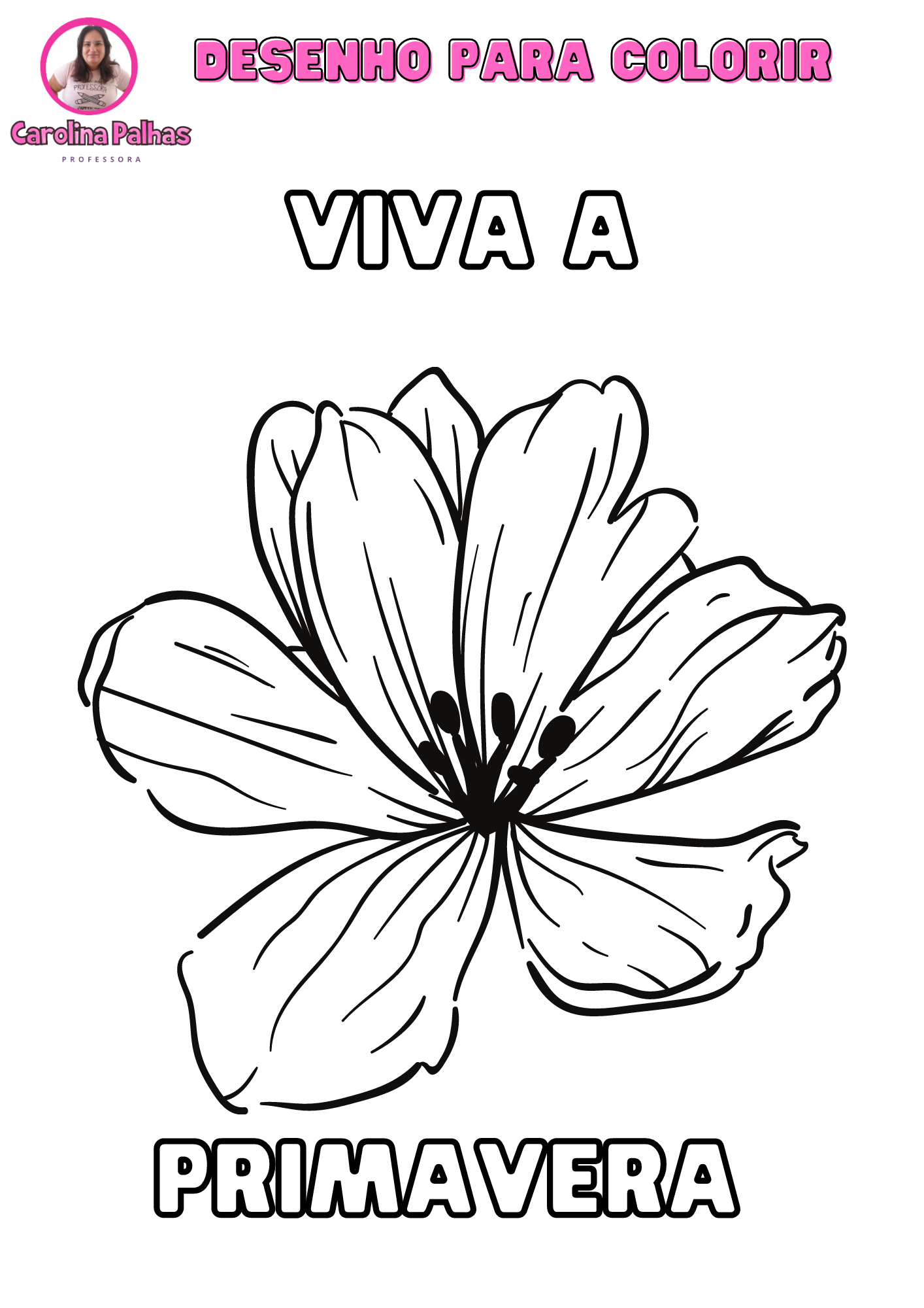 Desenho para colorir com o tema Viva a Primavera - Professora