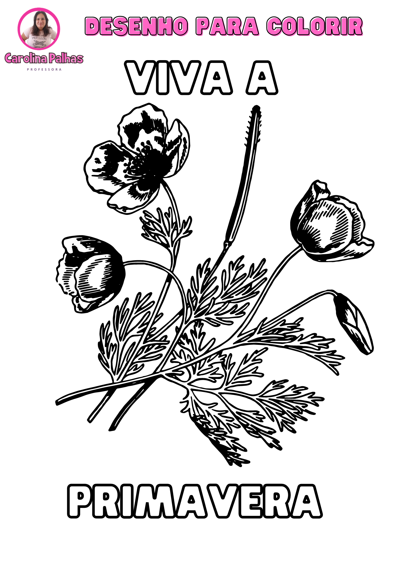 Desenho para colorir com o tema Viva a Primavera - Professora