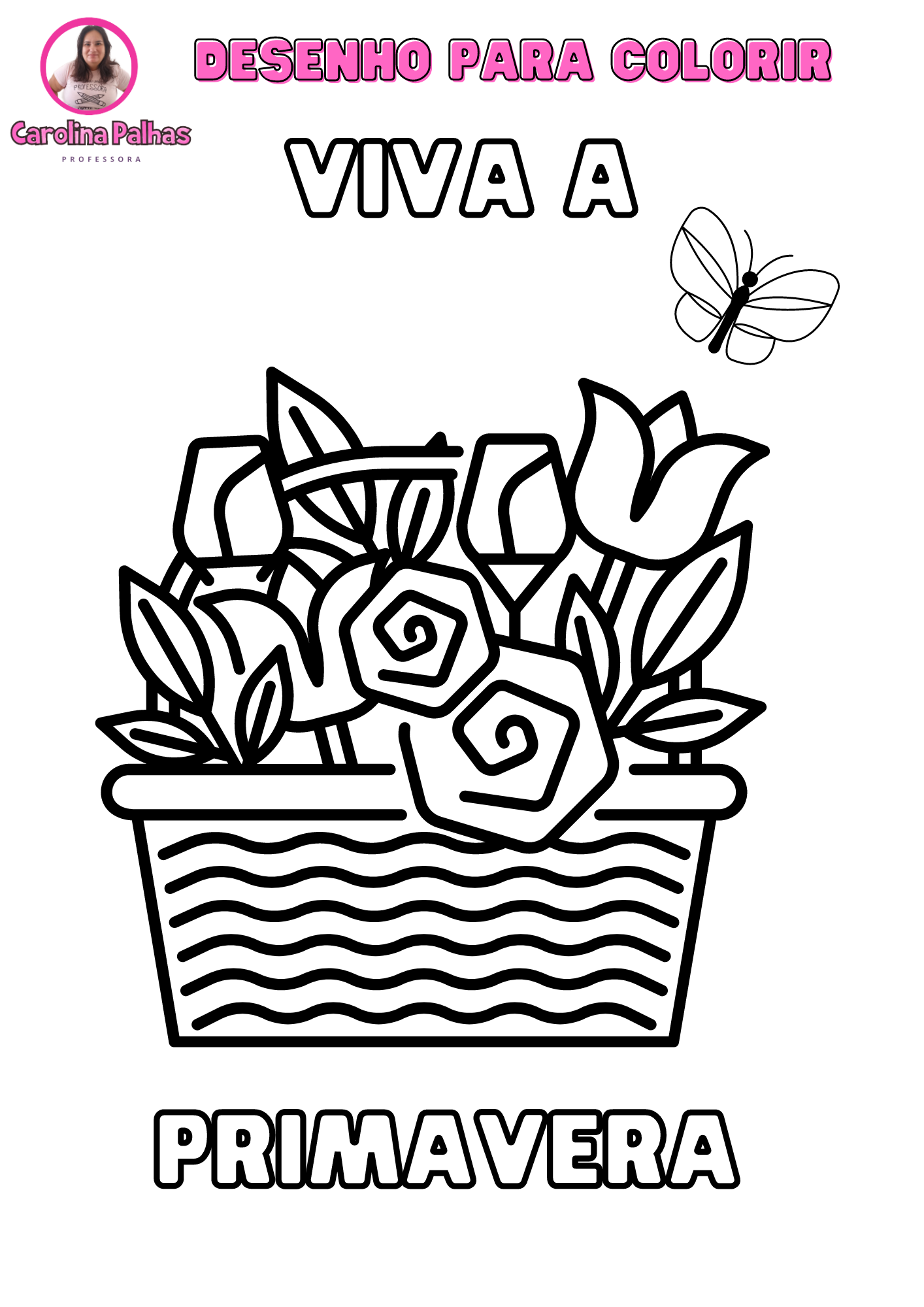 Desenho para colorir com o tema Viva a Primavera - Professora