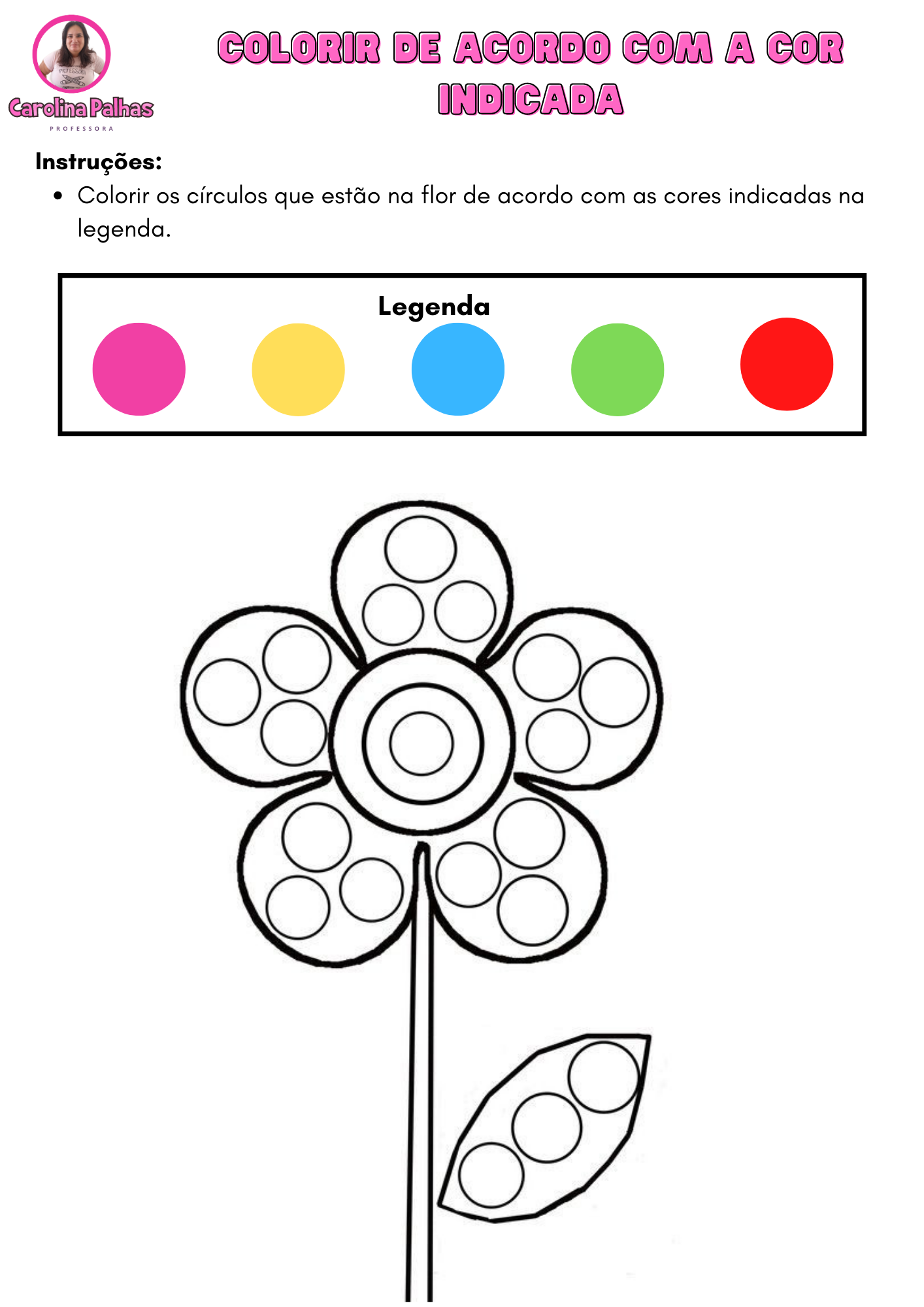 Desenho para colorir com o tema Viva a Primavera - Professora