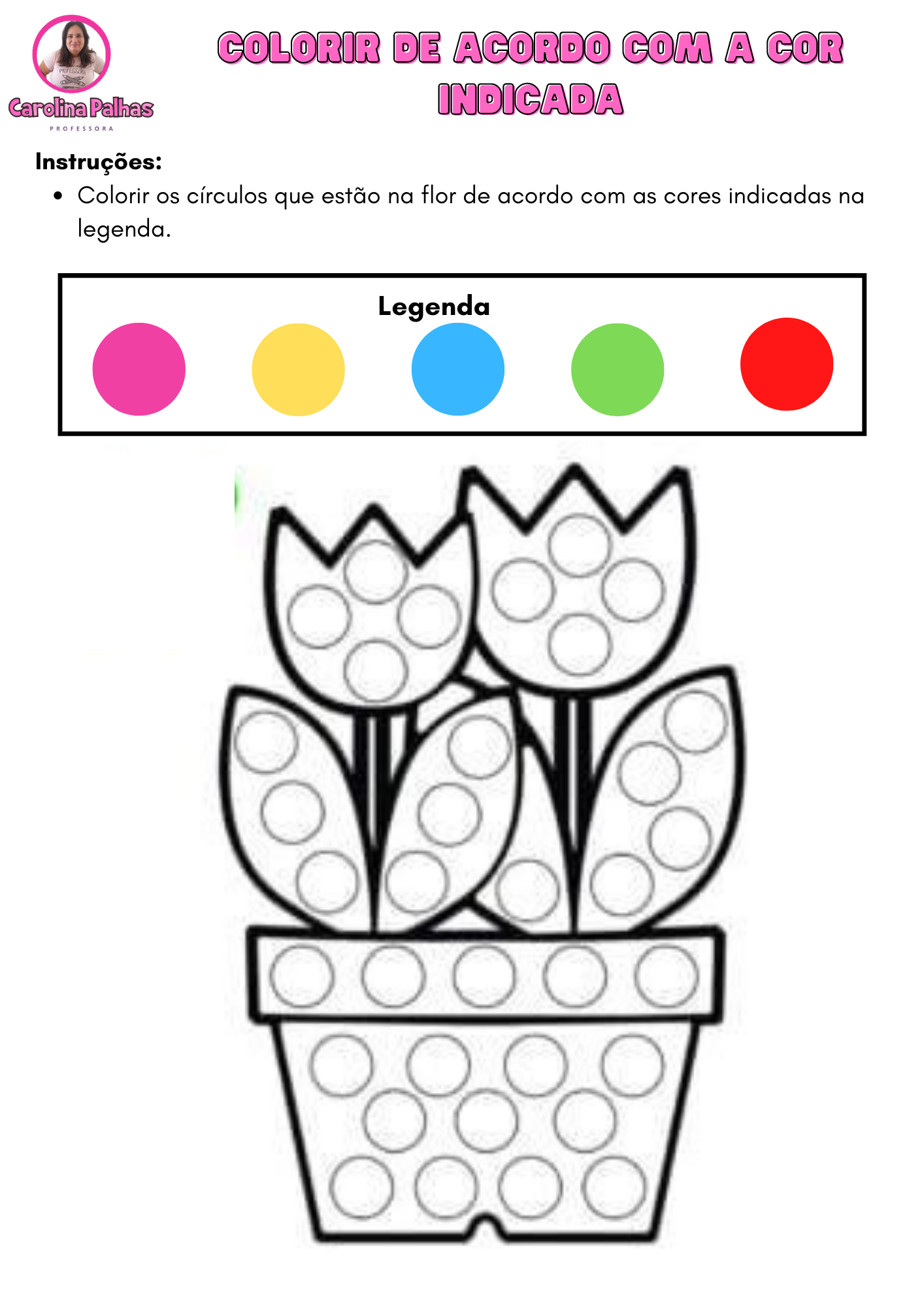 Desenho para colorir com o tema Viva a Primavera - Professora