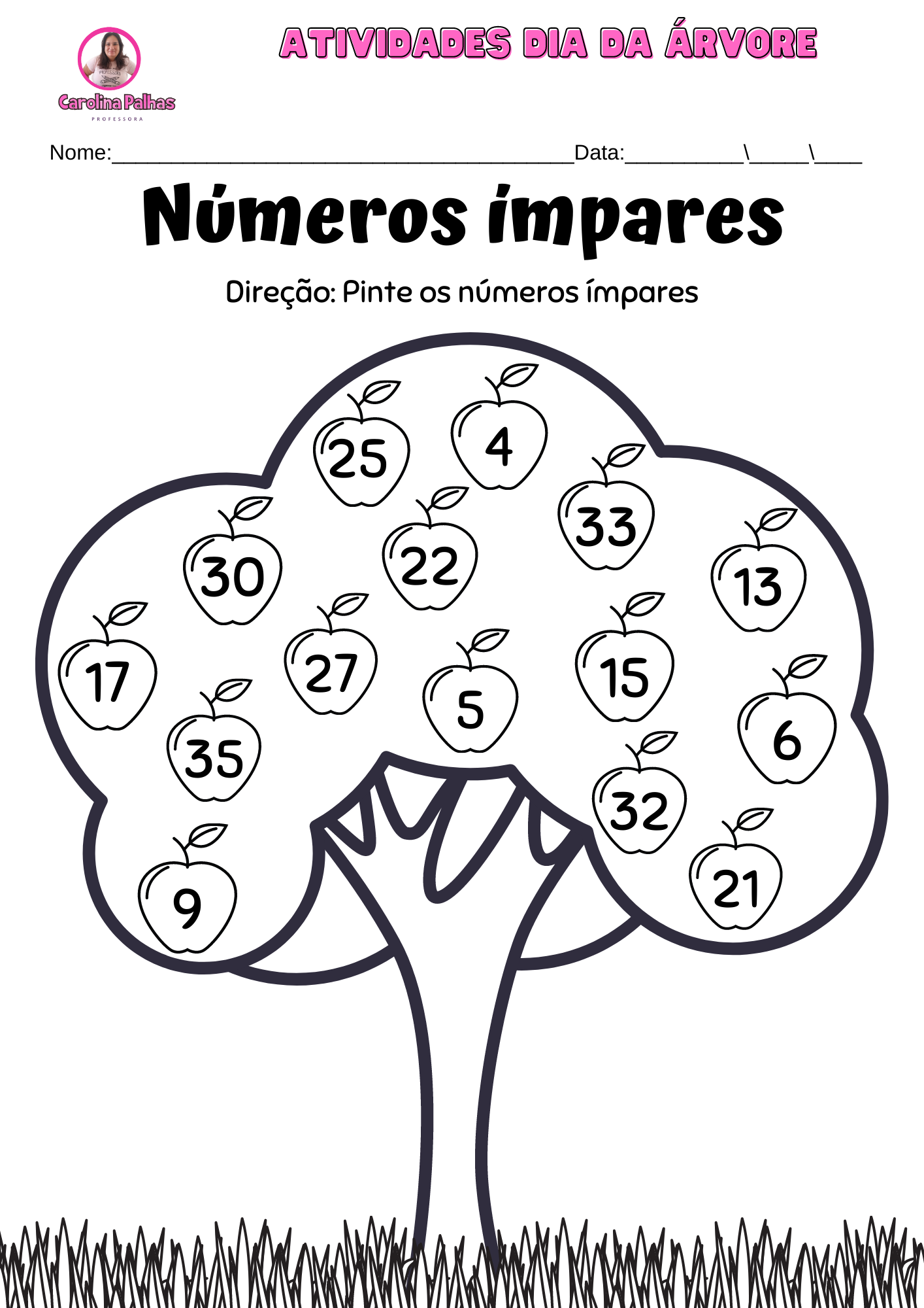 ATIVIDADE DE MATEMÁTICA - ÁRVORE MATEMÁTICA - 1º ANO