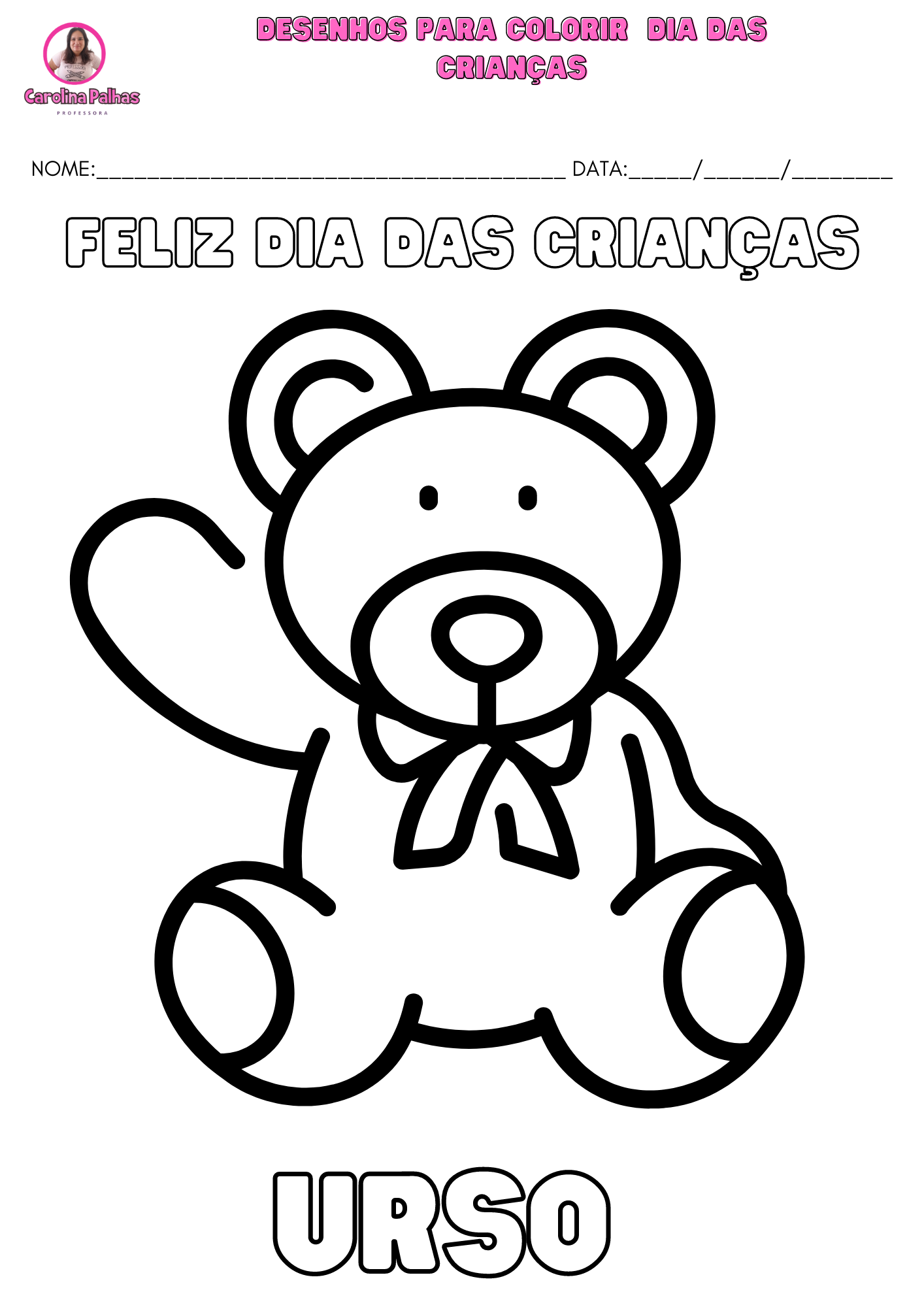 Desenhos para colorir com o tema brinquedos para o dia das crianças -  Professora Carolina Palhas