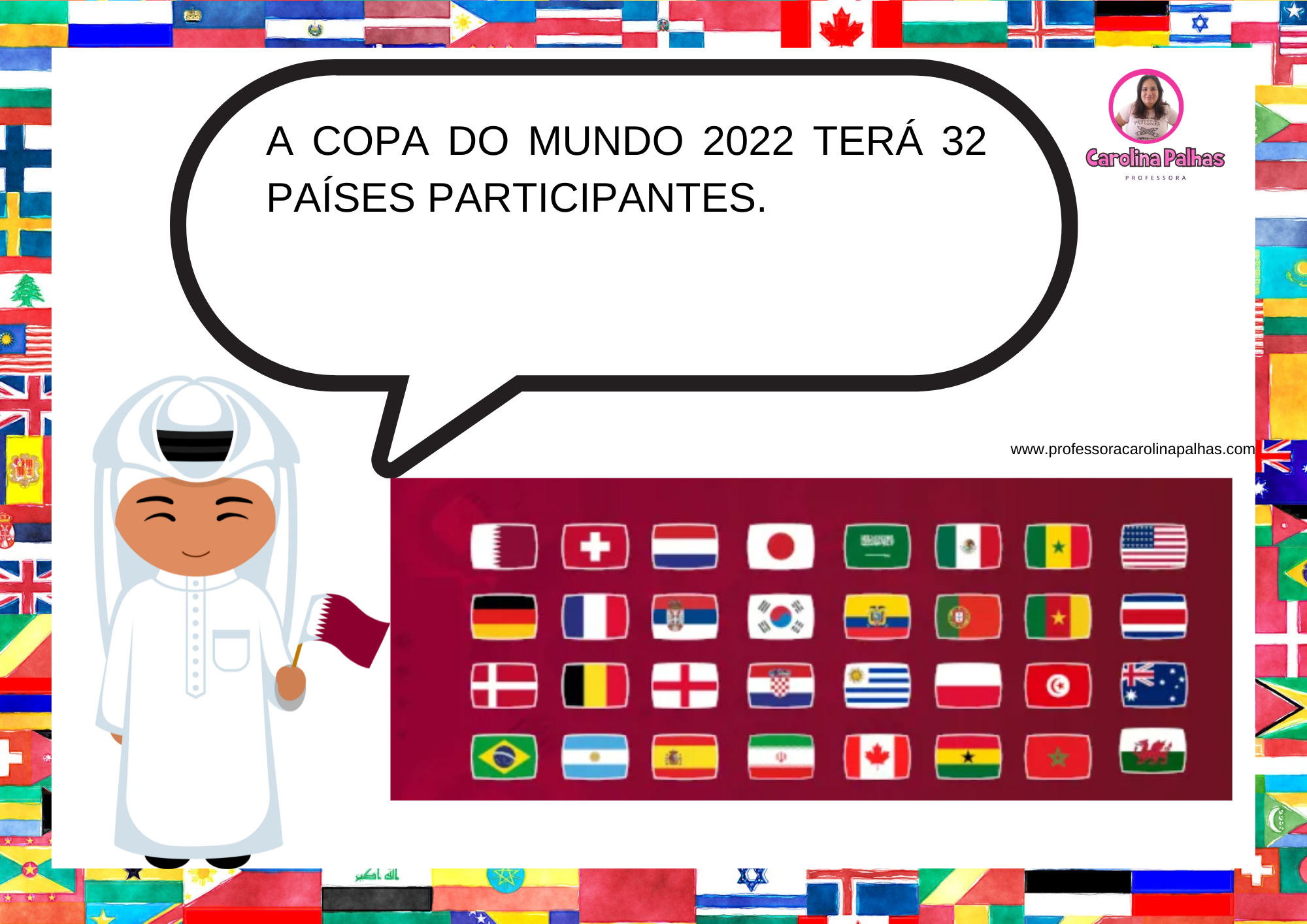 Jogo da memória países da Copa do Mundo 2022 - Professora Carolina