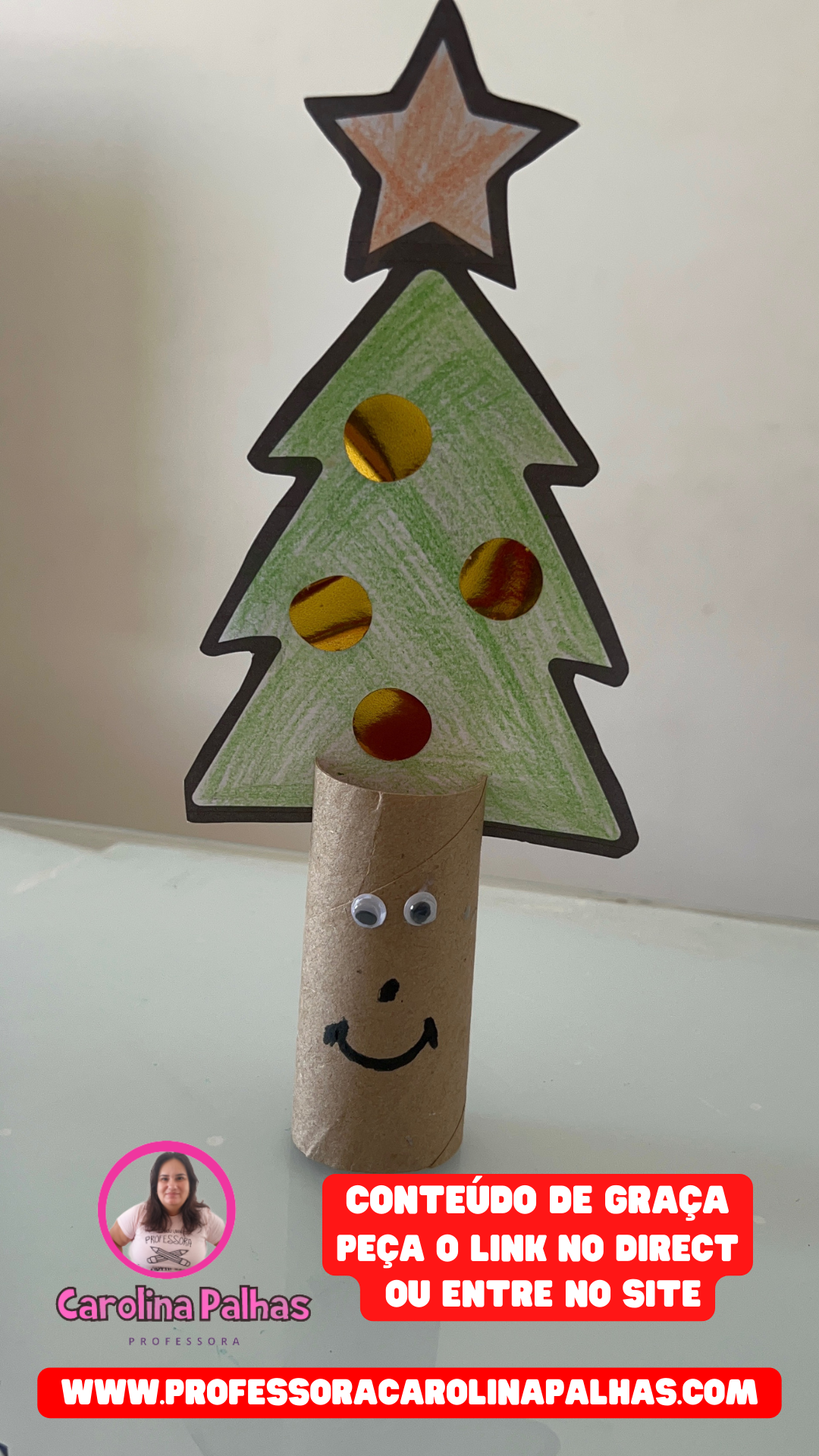 Atividade com o tema natal|Árvore no rolinho de papel higiênico -  Professora Carolina Palhas