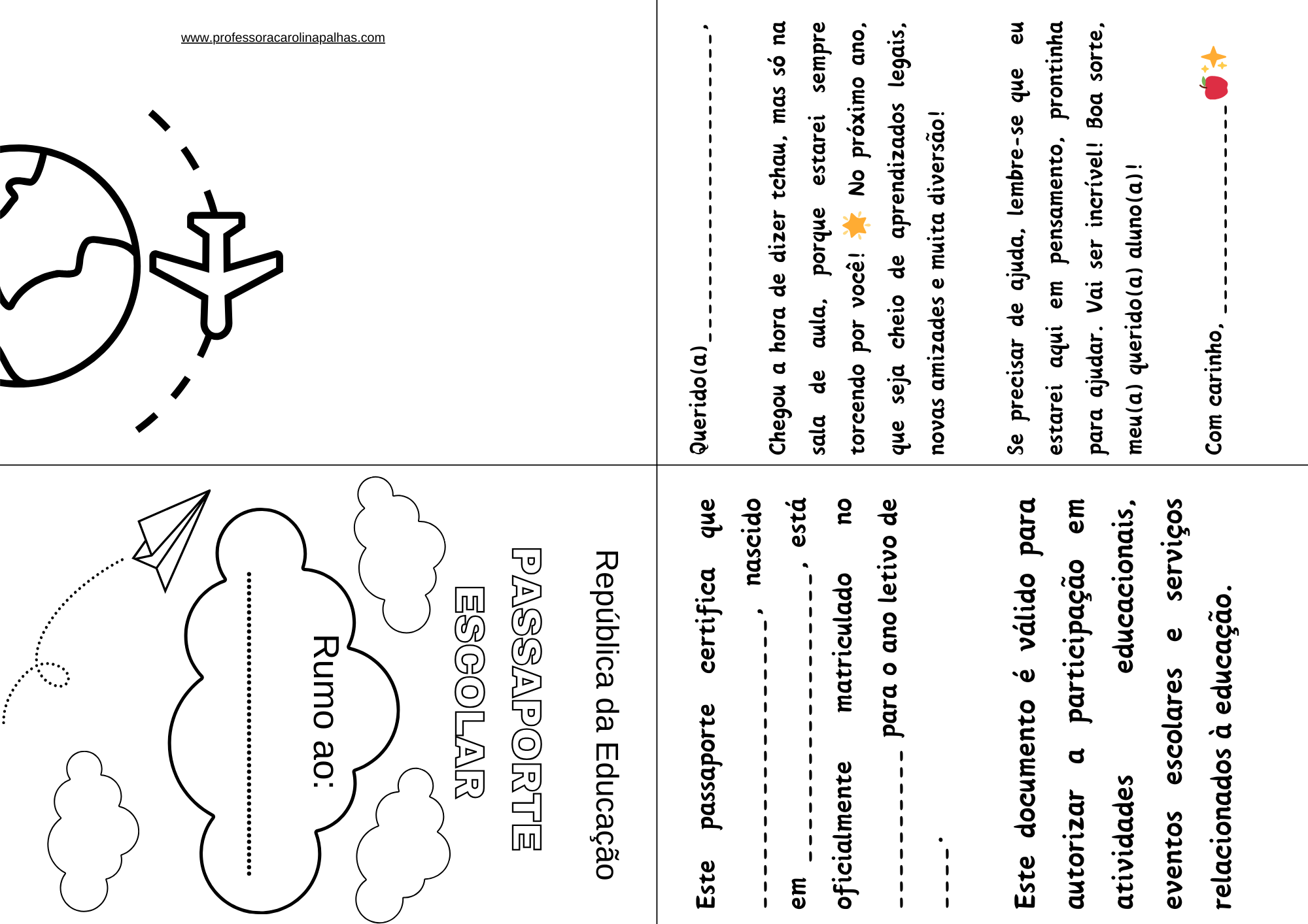 Passaporte para o Novo Ano Escolar: Uma Atividade Divertida para Colorir e  Preencher!” - Professora Carolina Palhas, image size:2000x1414