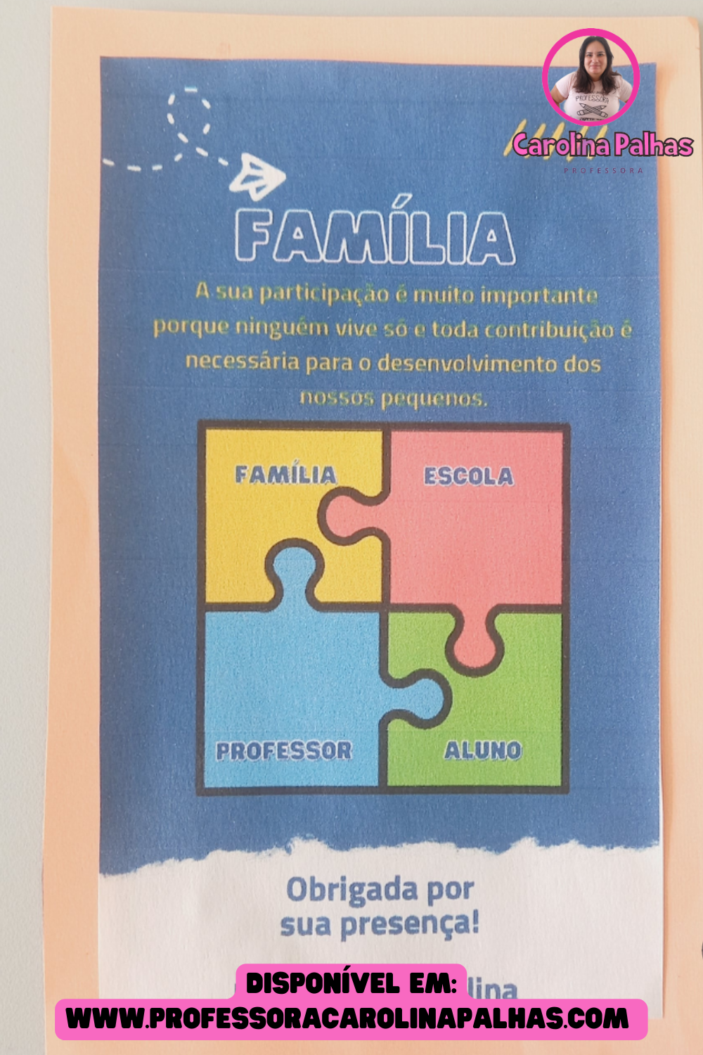 Cartão mensagem para utilizar na reunião de pais - Professora Carolina  Palhas
