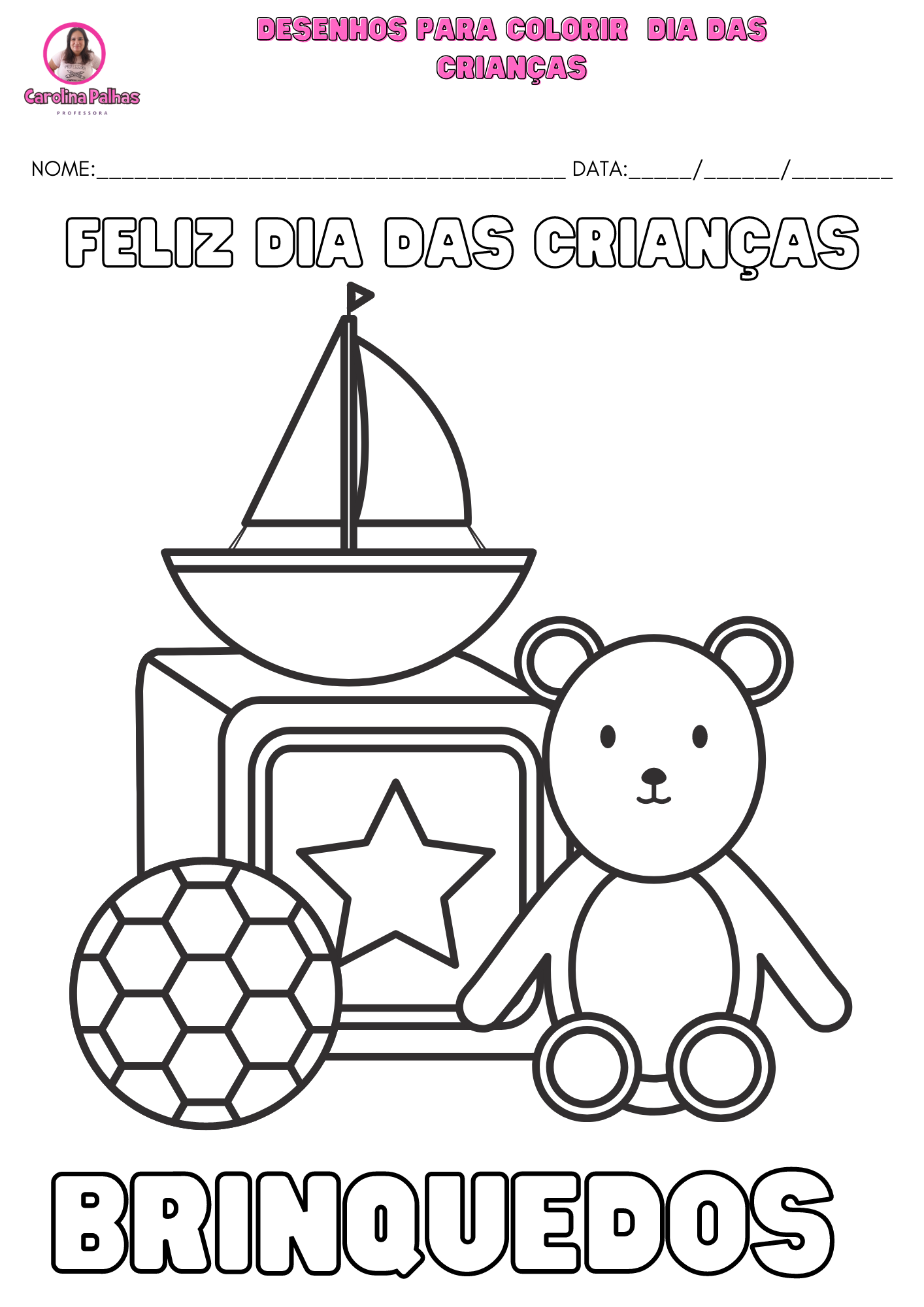 Desenhos de Carnaval para Imprimir e Colorir - Brinquedos de Papel