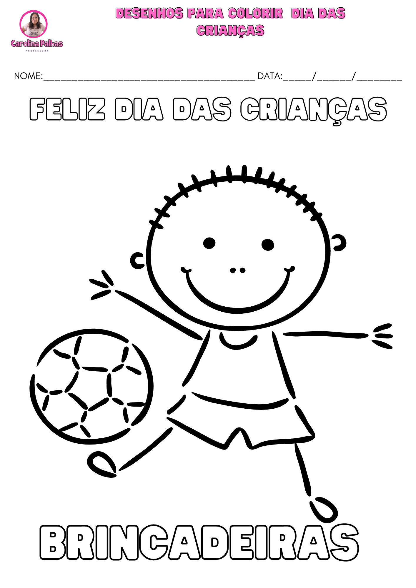 Desenhos para colorir com o tema brincadeiras para o dia das