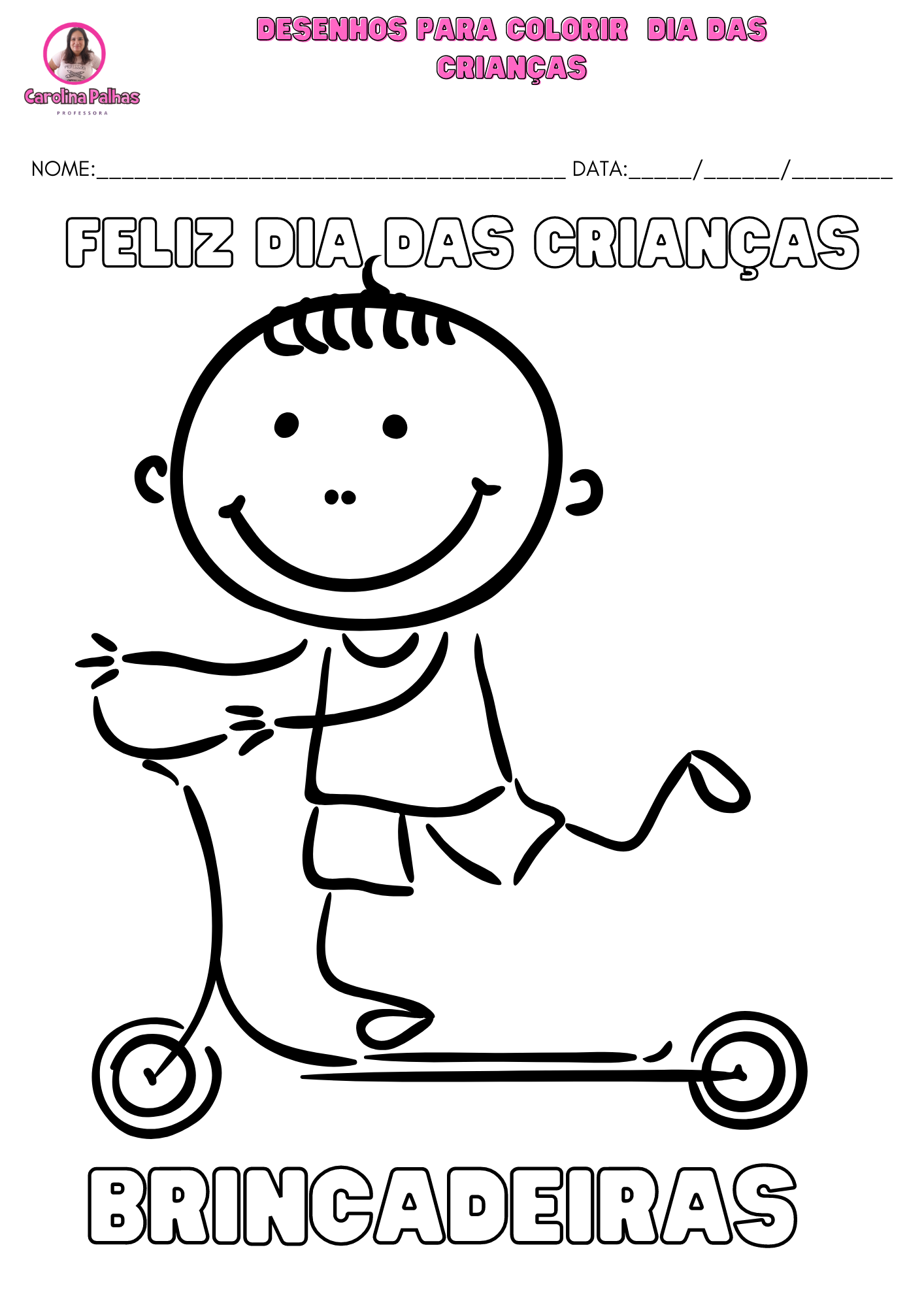 Desenhos para colorir com o tema brincadeiras para o dia das