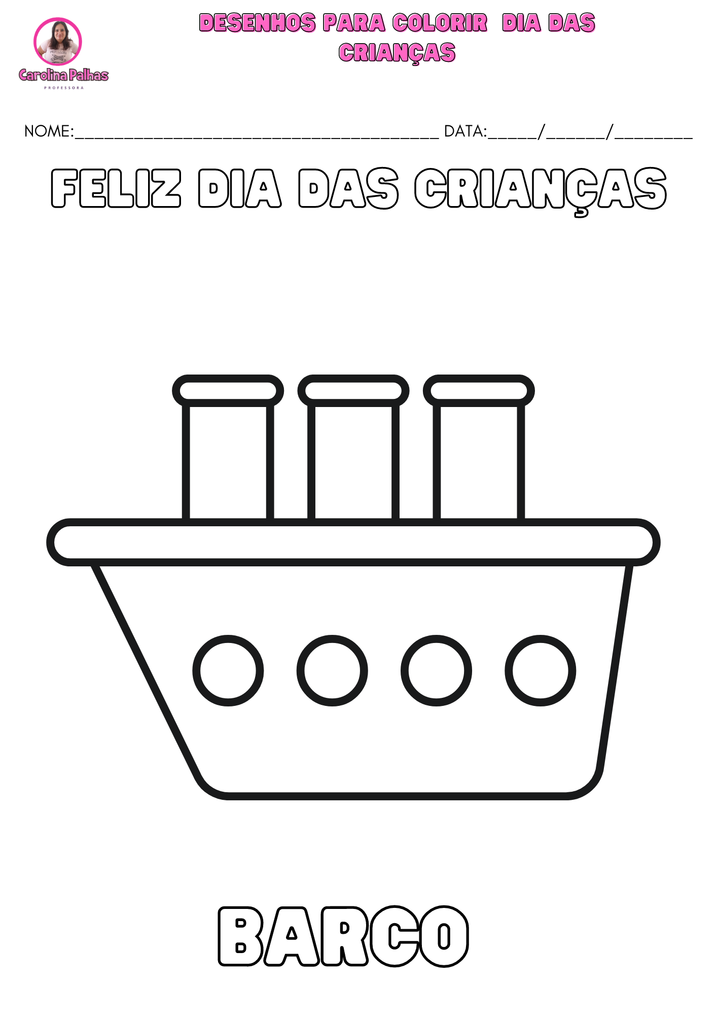 Desenhos para colorir com o tema brinquedos para o dia das crianças -  Professora Carolina Palhas