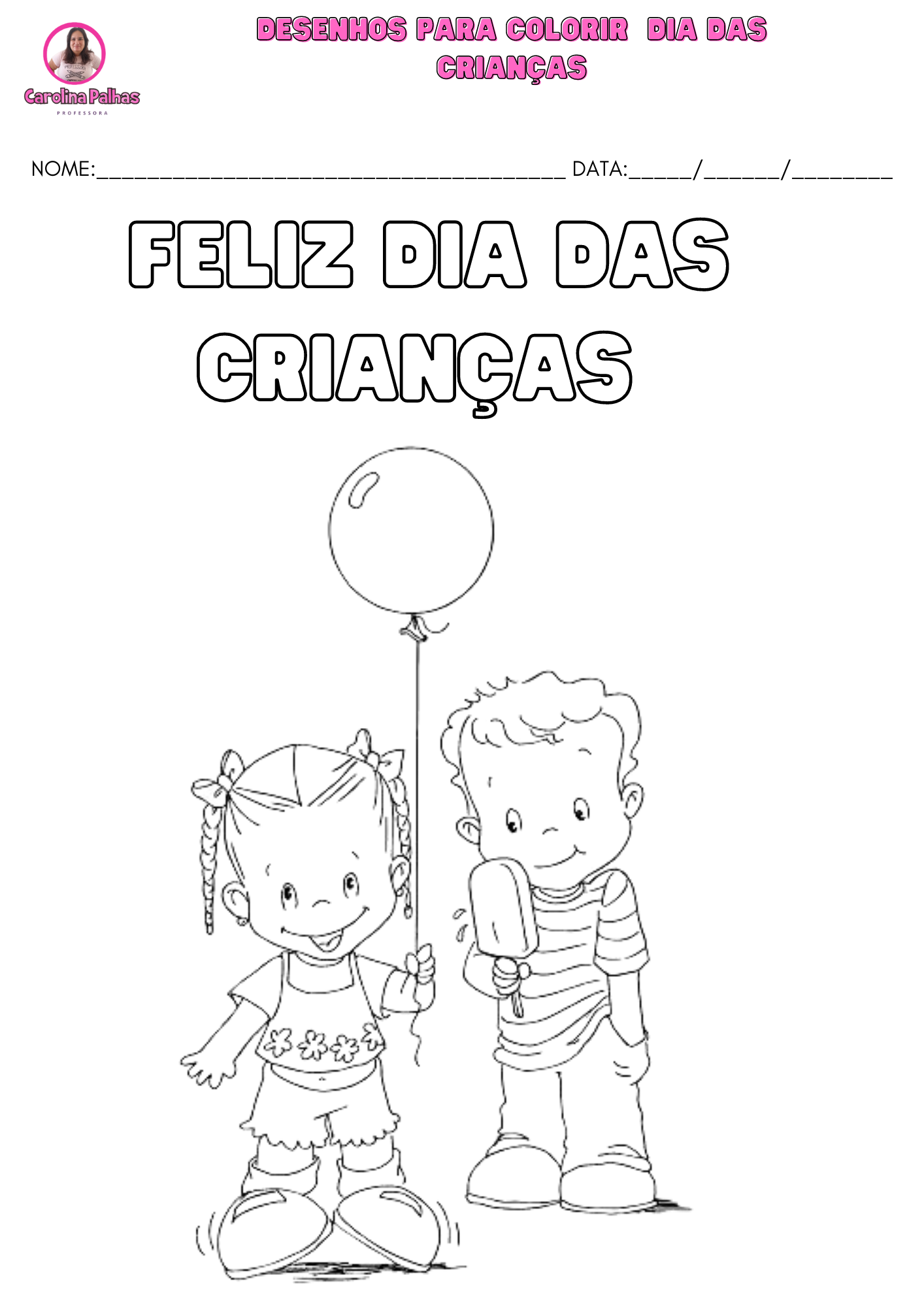 Desenhos para Colorir - Dia das Crianças - Atividades