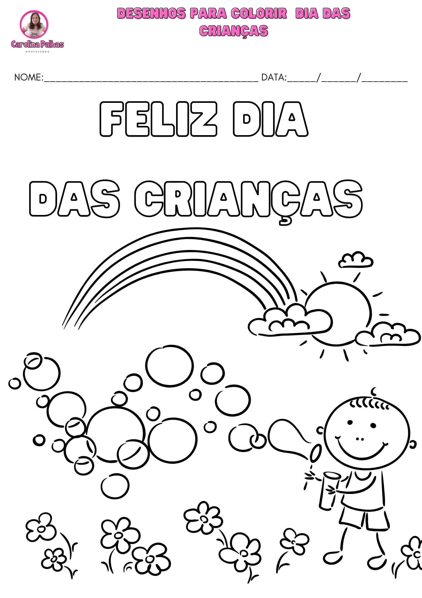 Desenhos para colorir com o tema POP IT e Dia das Crianças