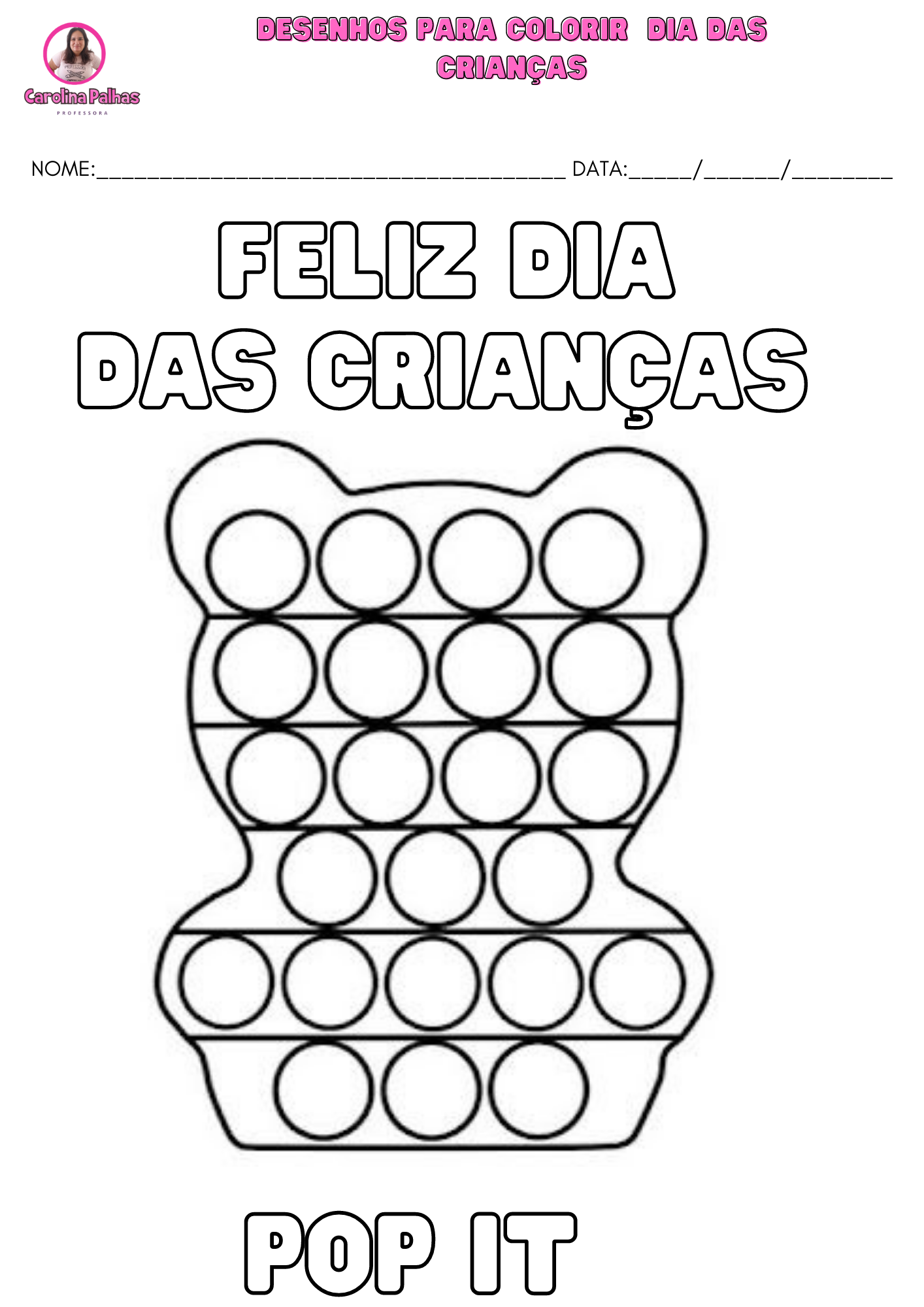 Desenhos para colorir com o tema brinquedos para o dia das crianças -  Professora Carolina Palhas