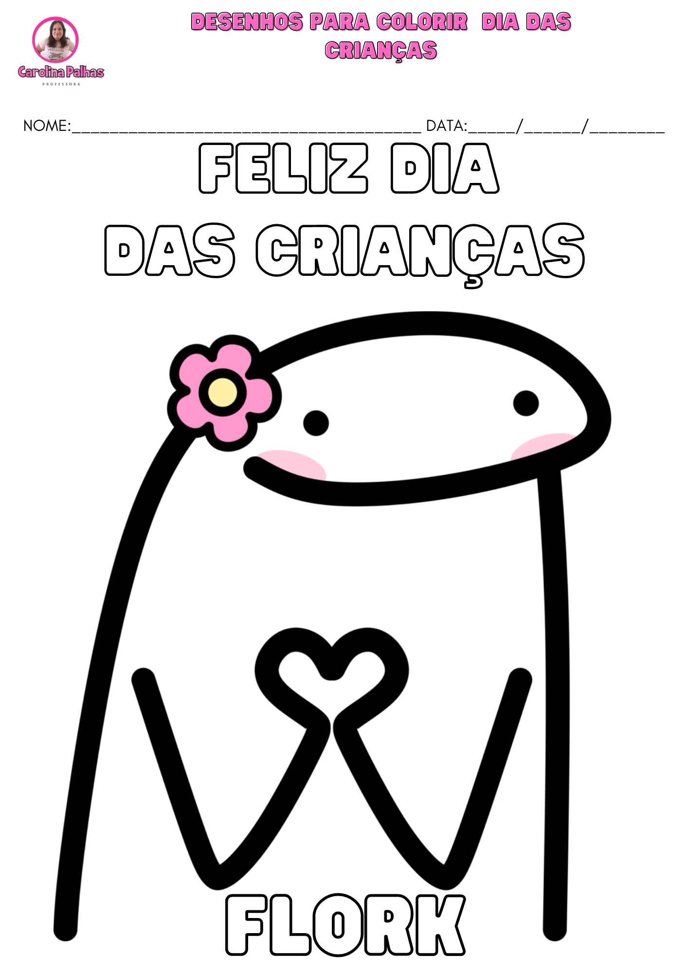 Desenhos para colorir com o tema flork para o dia das crianças - Professora  Carolina Palhas