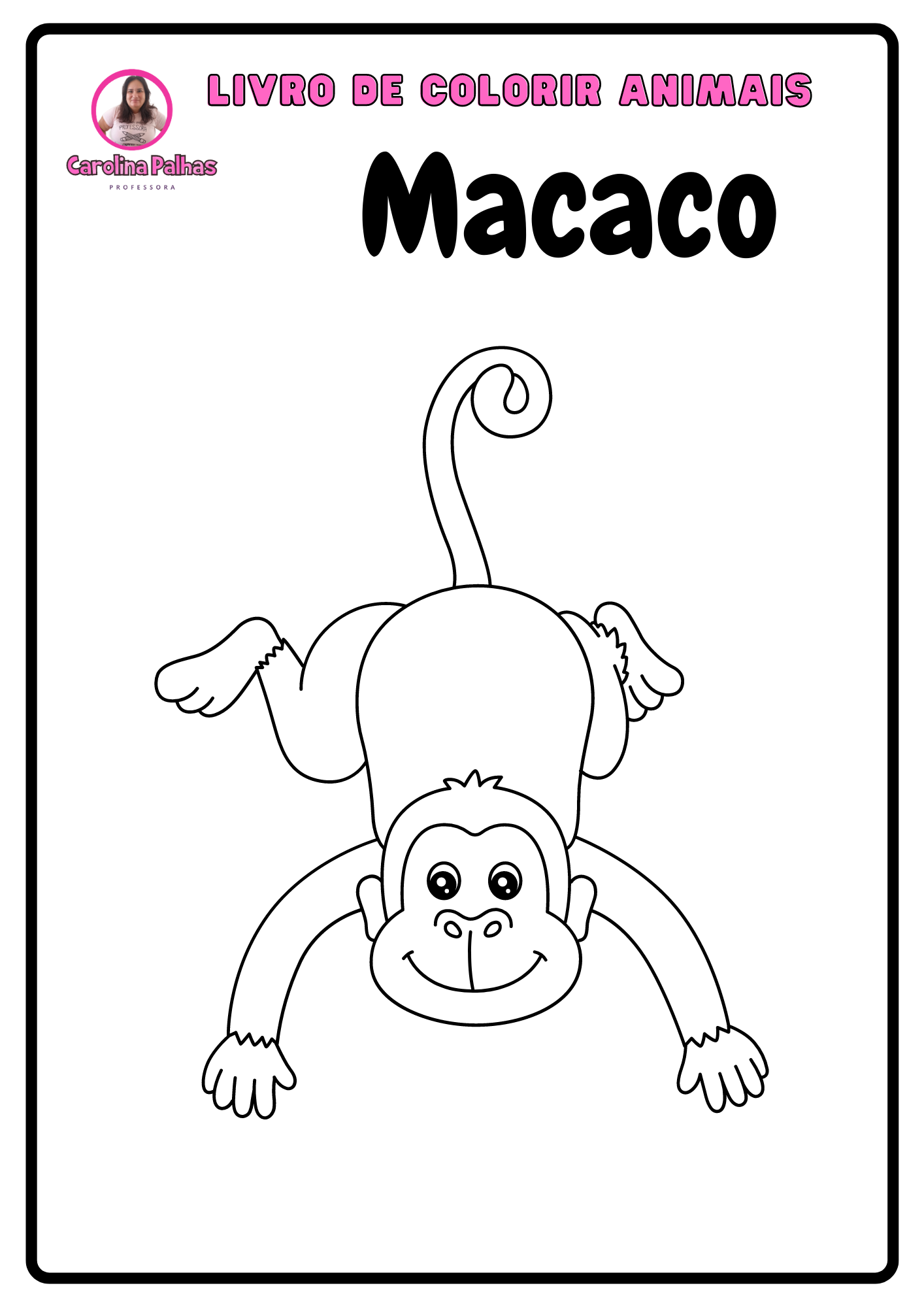 livro de animais para colorir pdf - Professora Carolina Palhas