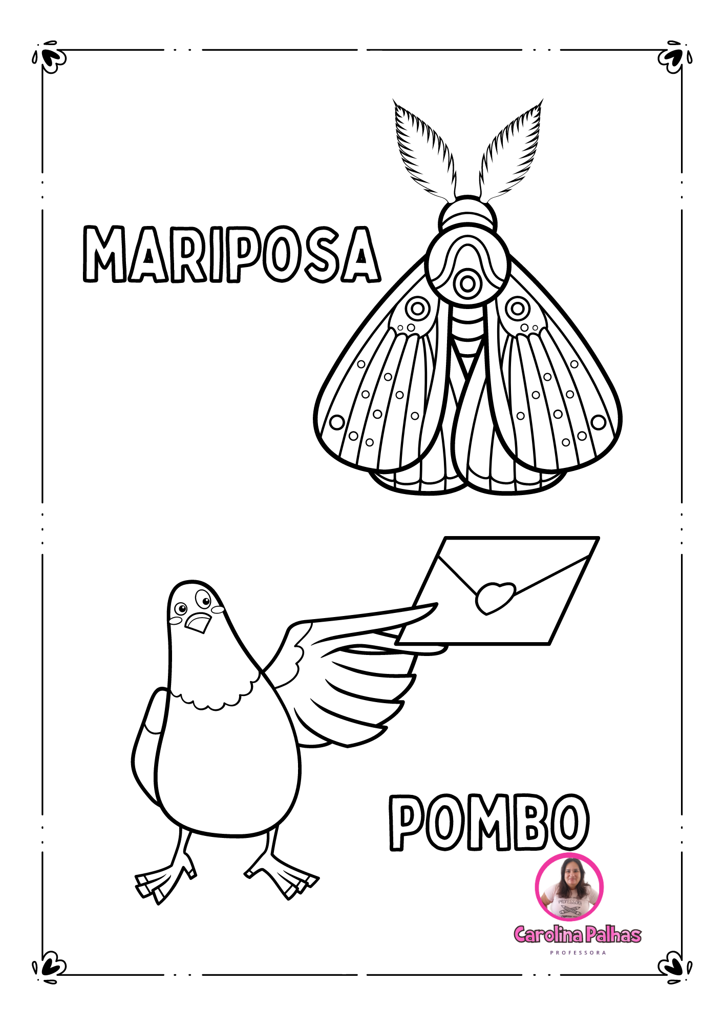 Desenhos para colorir animais - Professora Carolina Palhas