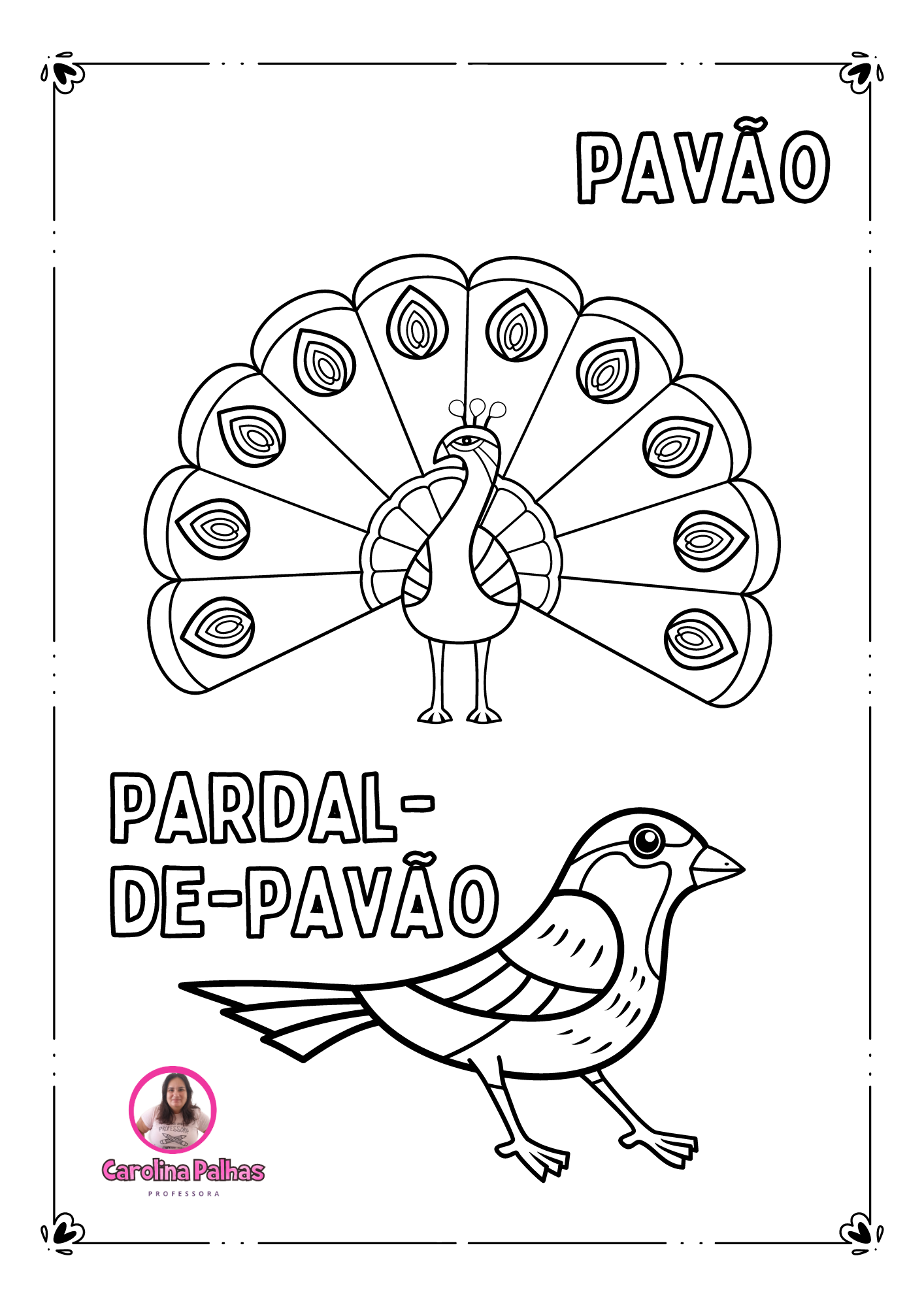 Desenhos para colorir animais - Professora Carolina Palhas