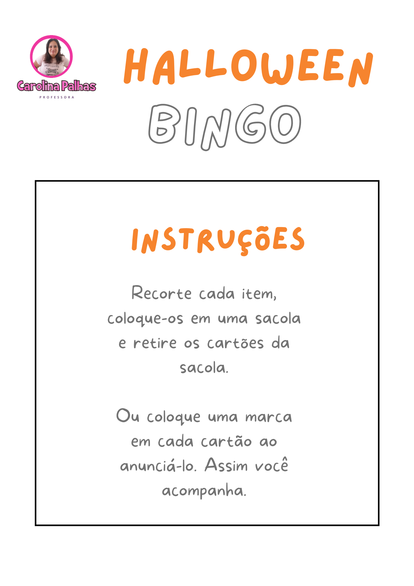 Jogo do bingo com o tema volta às aulas 2022 - Professora Carolina Palhas