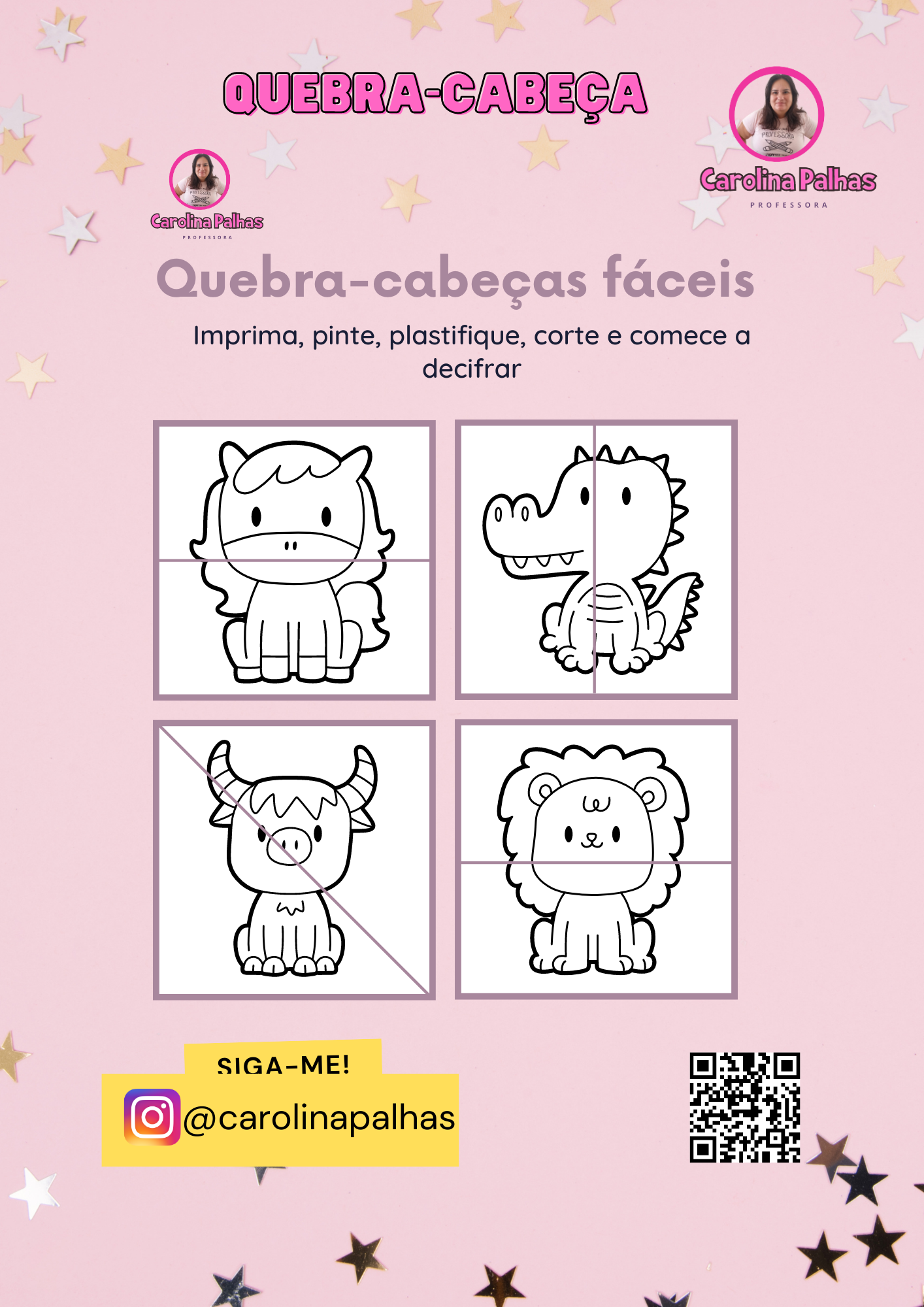 Quebra-Cabeça Animais - Professora Carolina Palhas