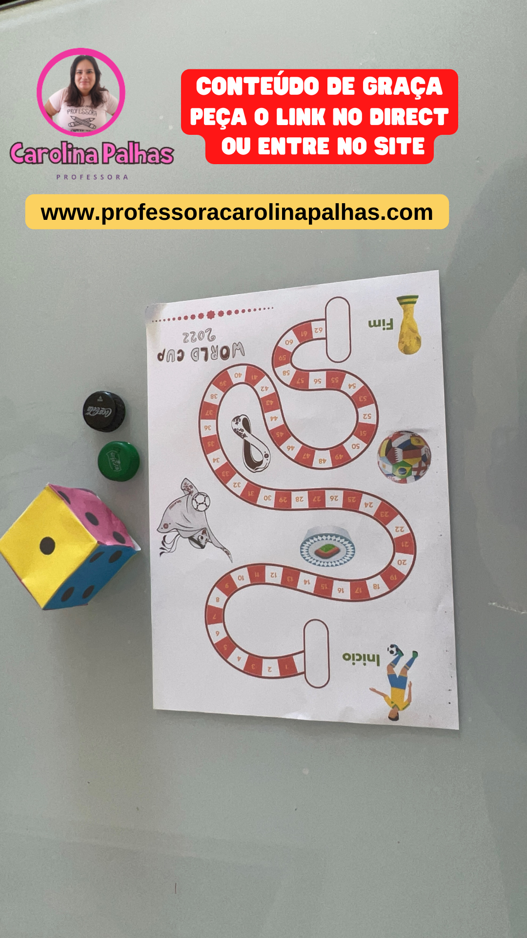 Atividade Jogo de Tabuleiro com o tema Copa do Mundo - Professora