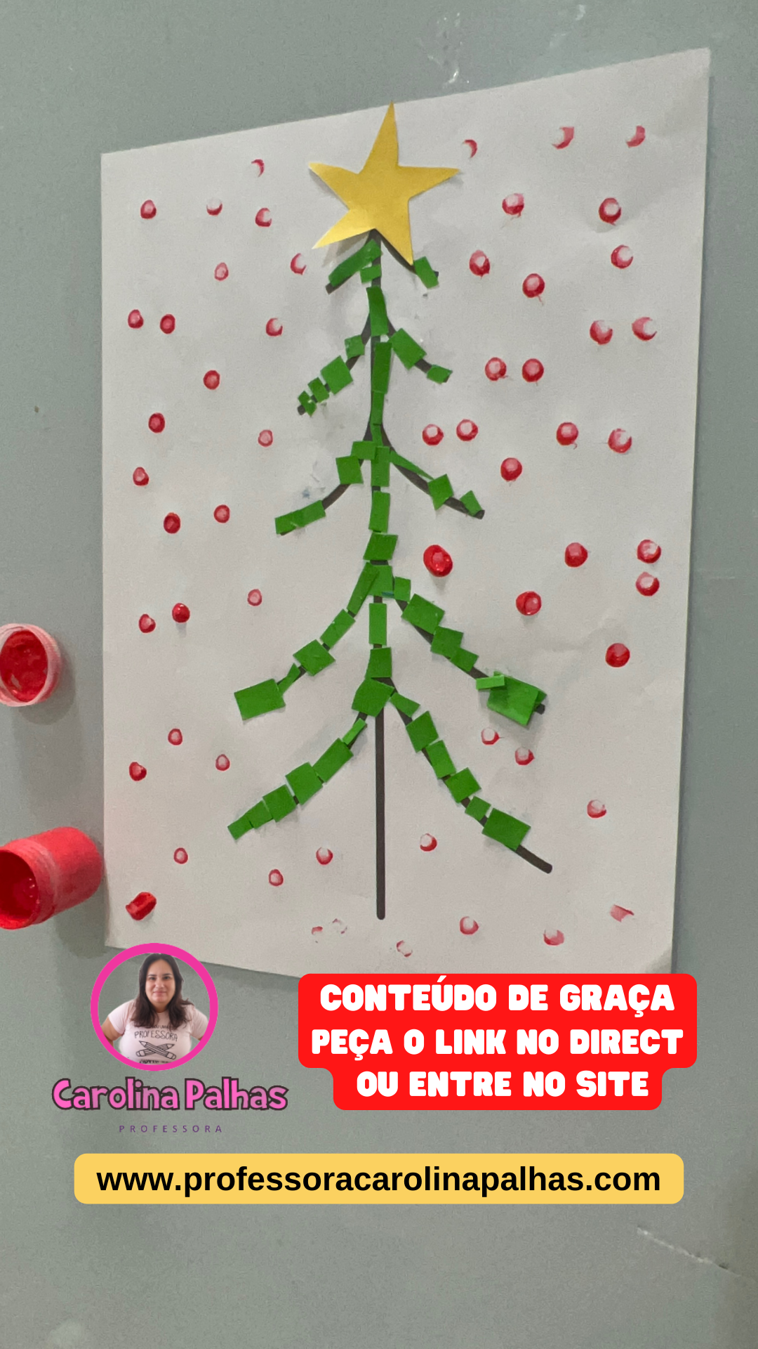 Atividade de natal|Árvore de natal com colagem - Professora Carolina Palhas
