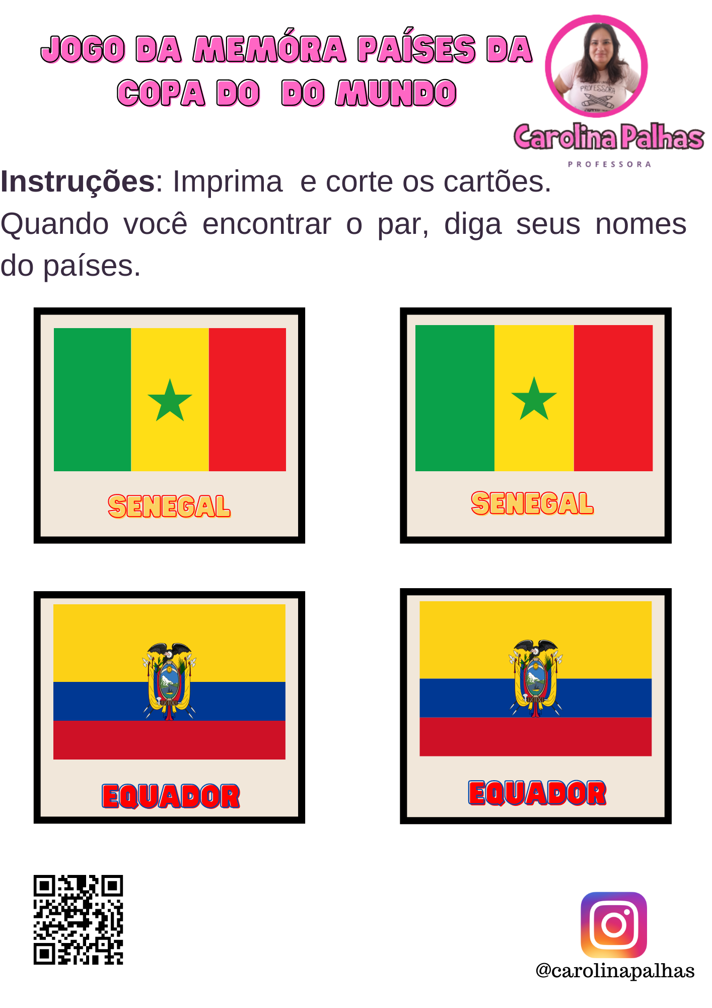 Jogo da Memória Países e Capitais da Copa do Mundo 2022 - Cantinho Ensinar