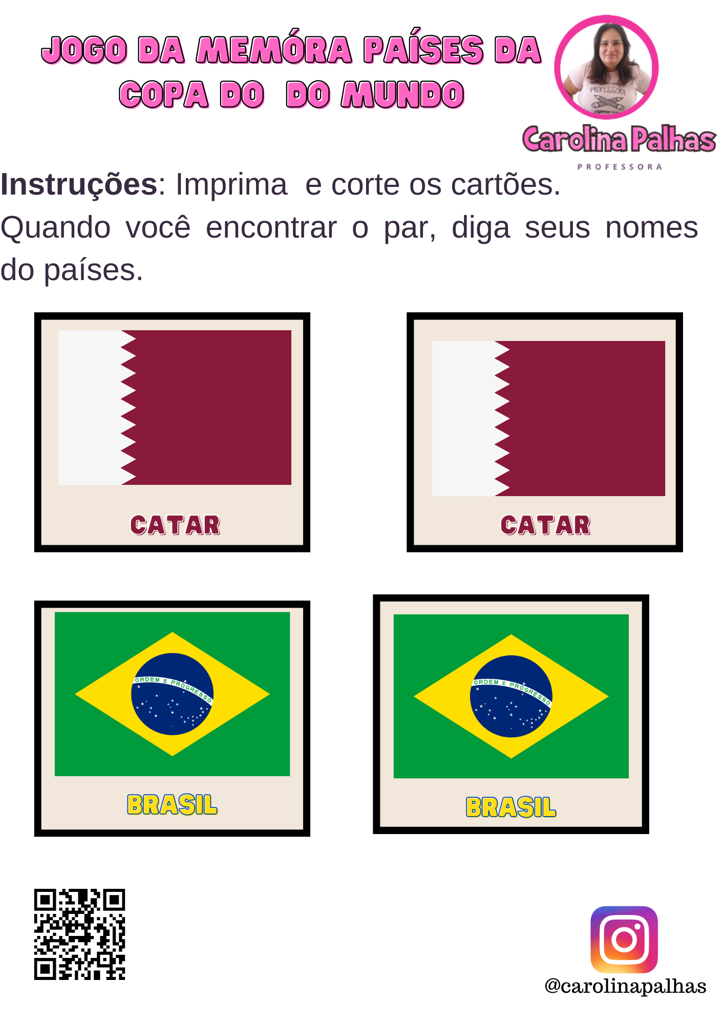 Jogo da Memória Países e Capitais da Copa do Mundo 2022 - Cantinho Ensinar