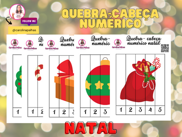 Quebra- cabeça numérico natalino - Professora Carolina Palhas