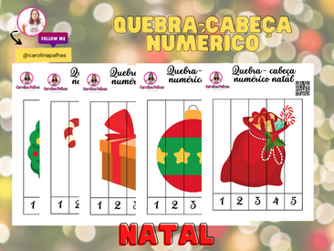 JOGO EDUCATIVO - 12 QUEBRA-CABEÇAS DE NATAL PARA RECORTAR E