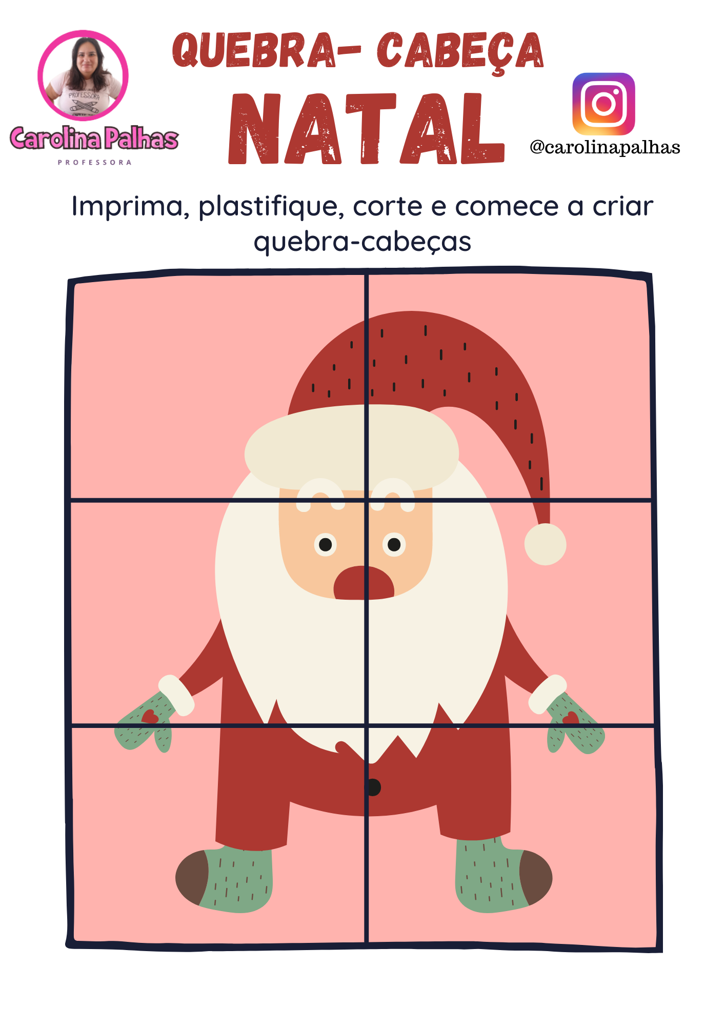 Jogos de Quebra cabeça da Papai Noel ou Pai Natal para imprimir