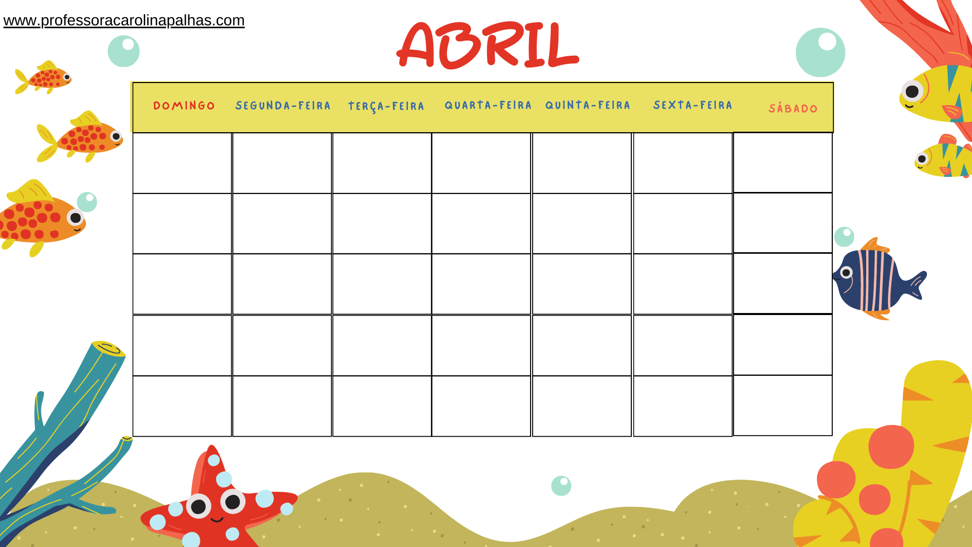 Calendário Abril 2023 com Feriados para Imprimir, em formato PNG