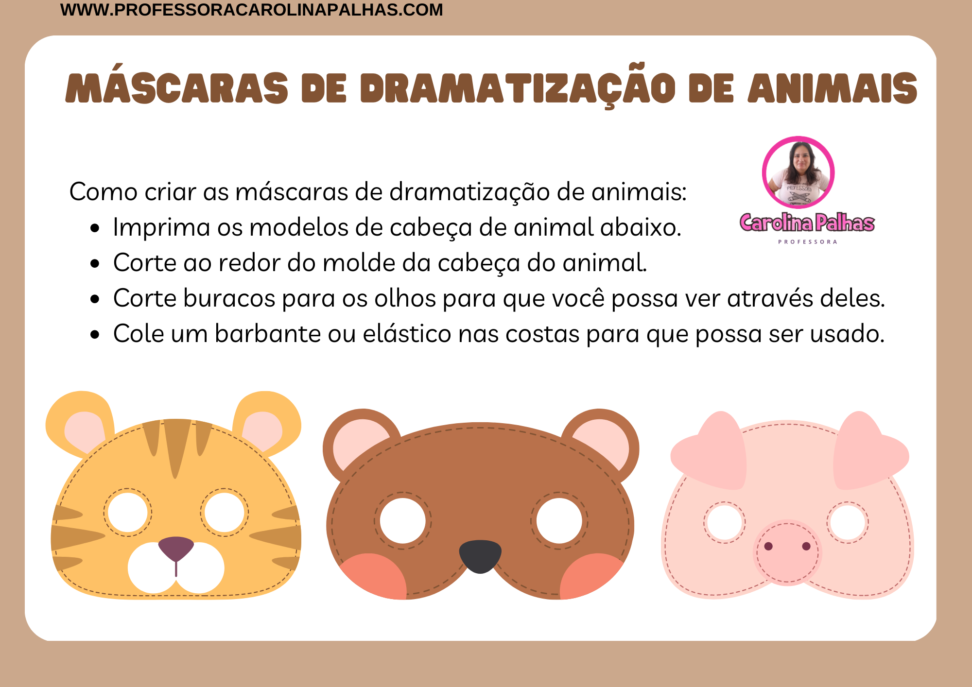 Quebra cabeças para colorir animais - Professora Carolina Palhas