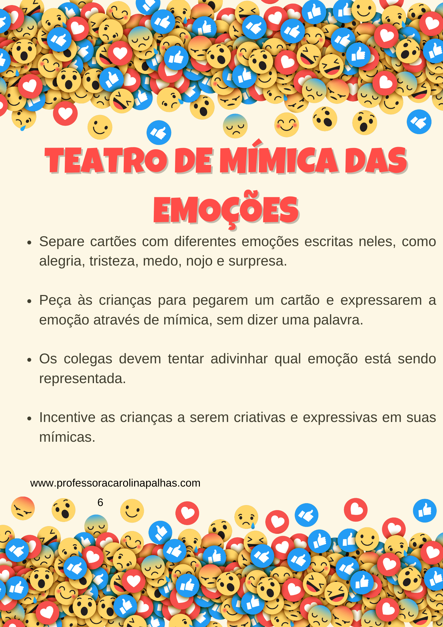 Explorando Emoções e Sentimentos na Educação Infantil e Ensino Fundamental:  Atividades, Jogos e Brincadeiras para uma Jornada Emocionante! - Professora  Carolina Palhas