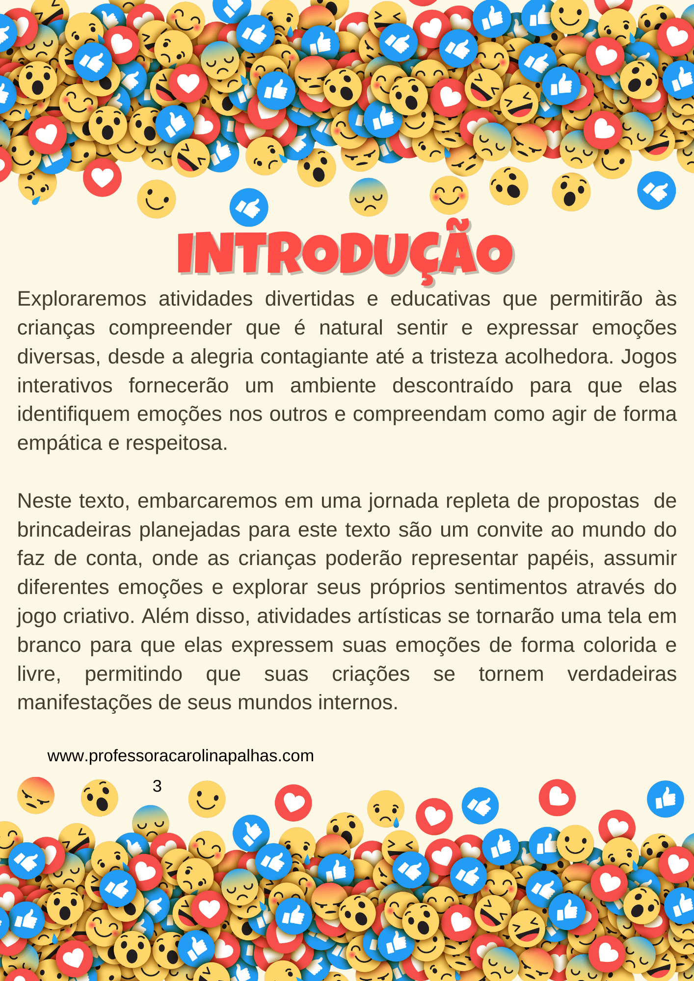 Explorando Emoções e Sentimentos na Educação Infantil e Ensino Fundamental:  Atividades, Jogos e Brincadeiras para uma Jornada Emocionante! - Professora  Carolina Palhas