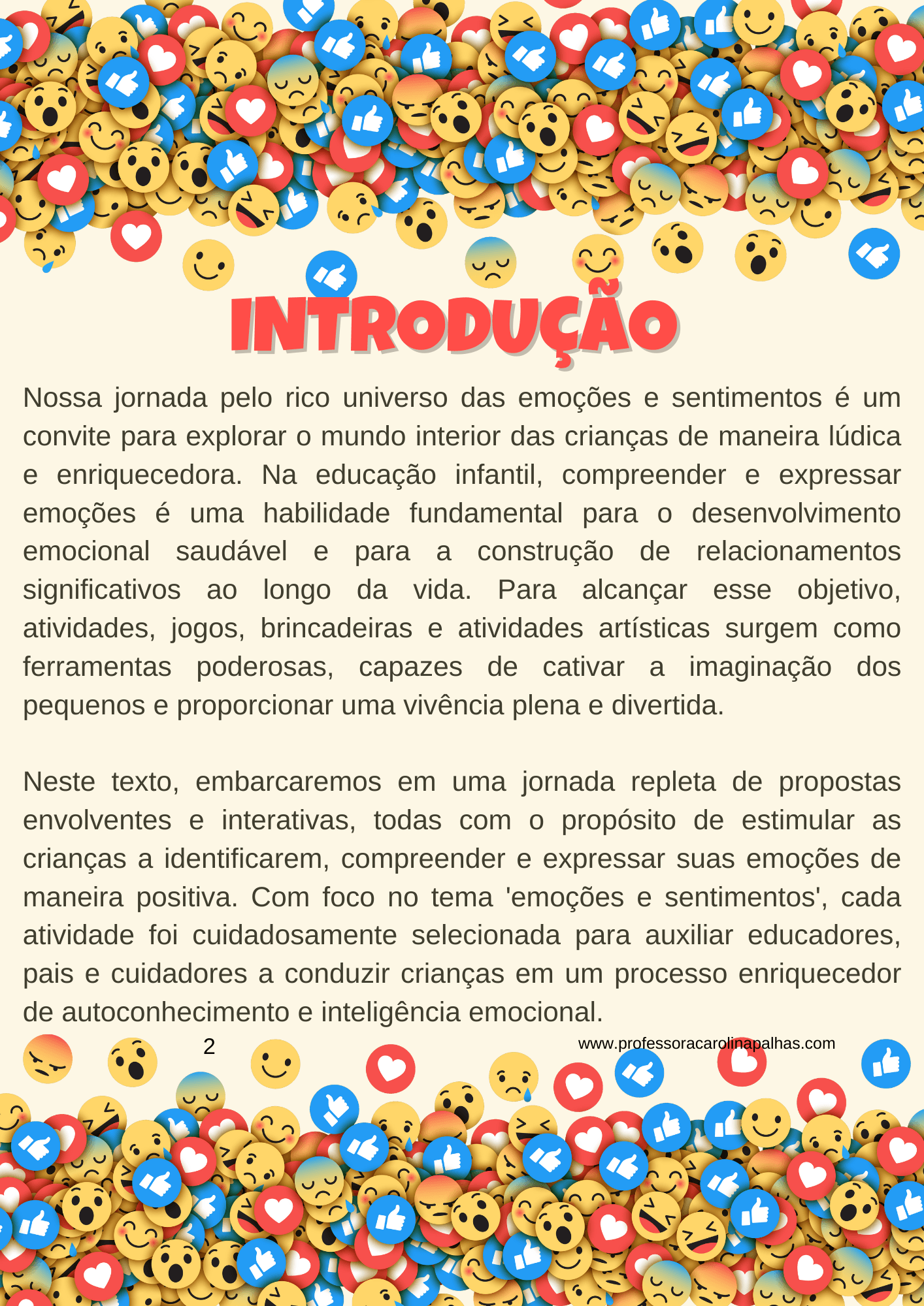 Explorando Emoções e Sentimentos na Educação Infantil e Ensino Fundamental:  Atividades, Jogos e Brincadeiras para uma Jornada Emocionante! - Professora  Carolina Palhas