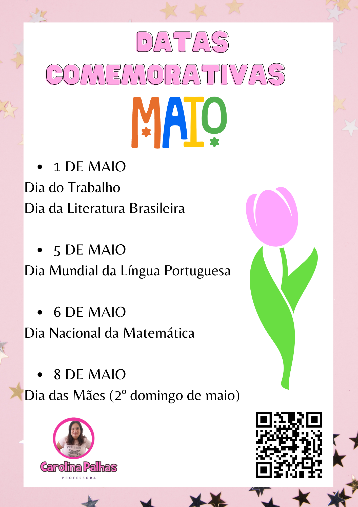 Modelo de datas comemorativas do mês de maio de 2022 para imprimir e ...