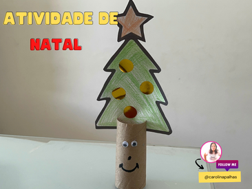 Atividade com o tema natal|Árvore no rolinho de papel higiênico -  Professora Carolina Palhas